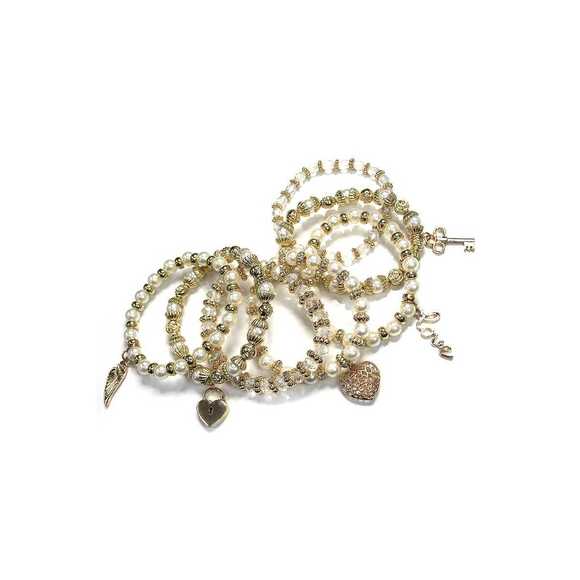 Crystal Pearl Ball Bead Stretch Bracelet Set - Picture 2 of 6